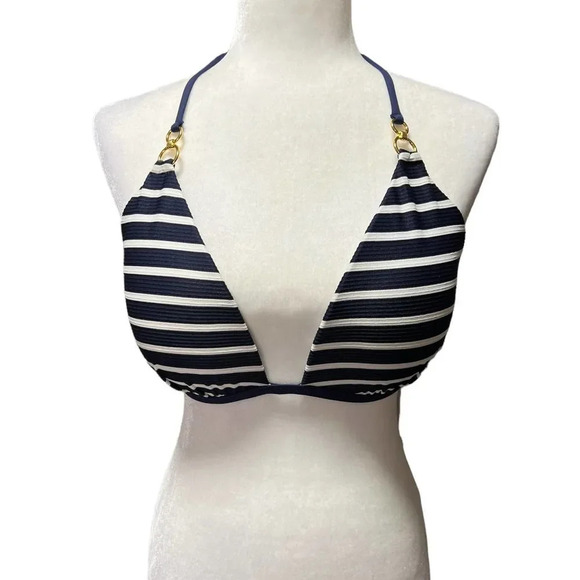 LA BLANCA Capri Banded Triangle Bikini Top In Indigo - Picture 2 of 5